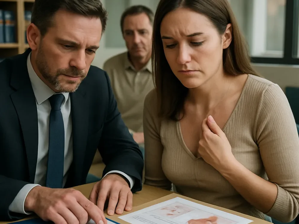 Cicatrices visibles por elección incorrecta de vía de abordaje periareolar